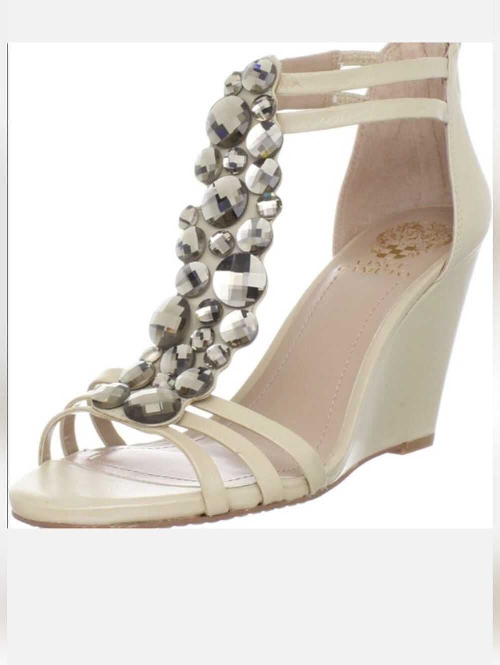 Vince Camuto Embellished Zen Wedge Sandals Wedding Sparkles Neutral Formal